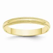 10k Yellow Gold 3mm Lightweight Milgrain Half Round Wedding Band Ring