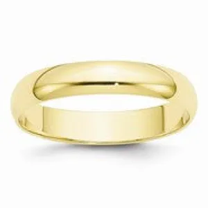 10k Yellow Gold 4mm Lightweight Half Round Wedding Band Ring