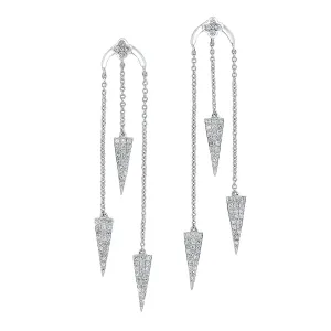 10KT White Gold Arrow Drop Earrings 1/2 CTW