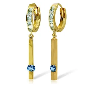 1.35 Carat 14K Solid Yellow Gold Worthwhile Blue Topaz Earrings