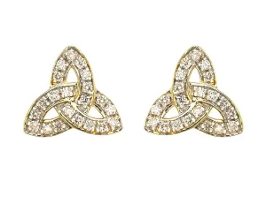 14K Gold Diamond Trinity Knot Stud Earrings