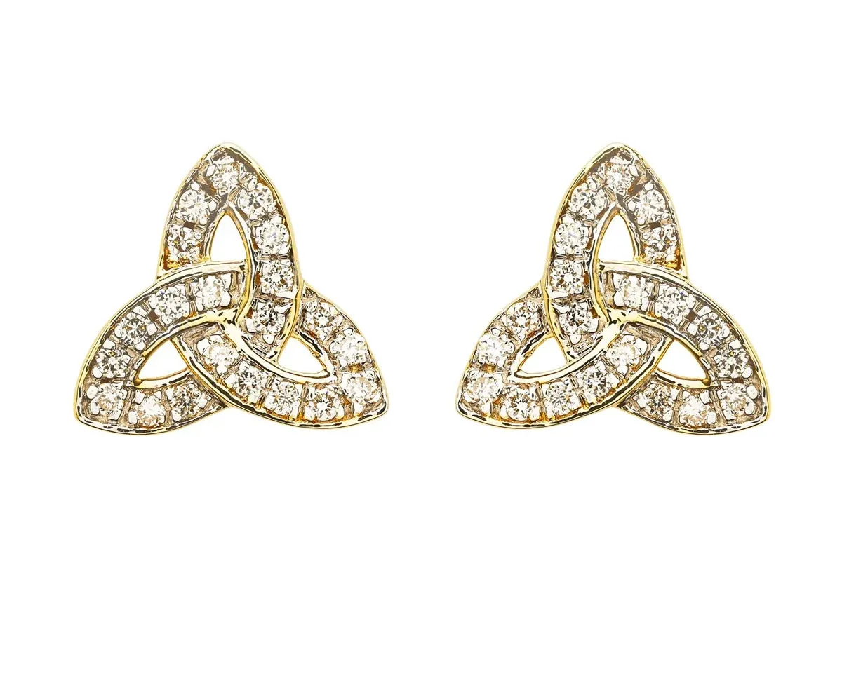 14K Gold Diamond Trinity Knot Stud Earrings