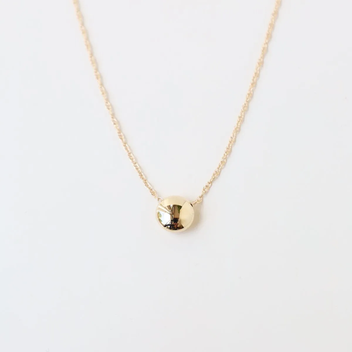 14k Gold Flat Ball Pendant