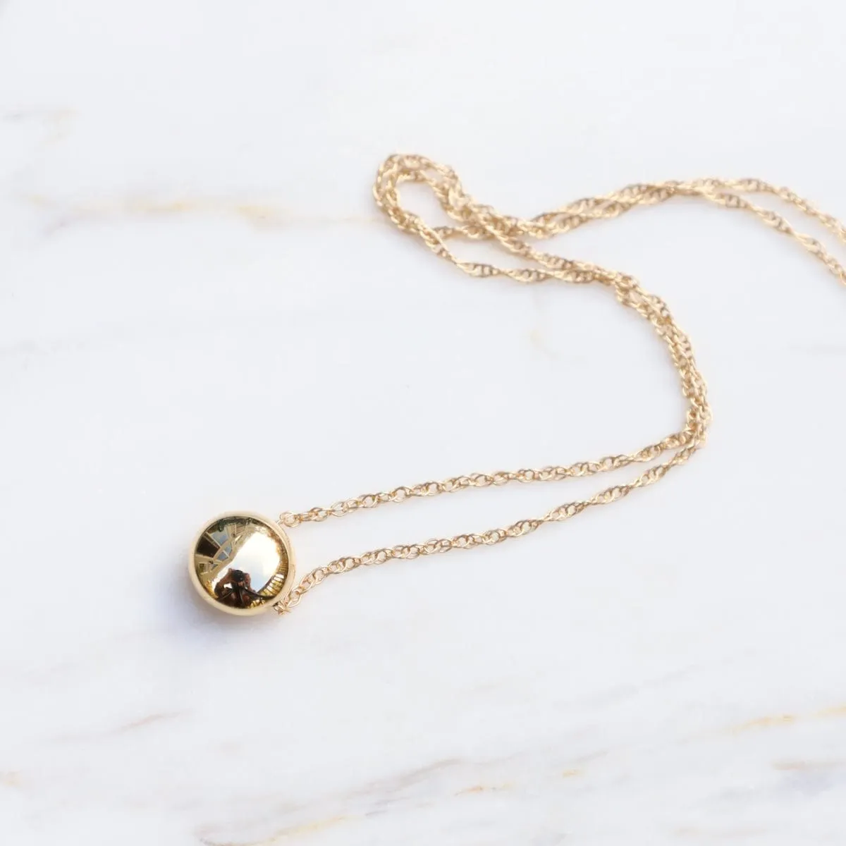 14k Gold Flat Ball Pendant