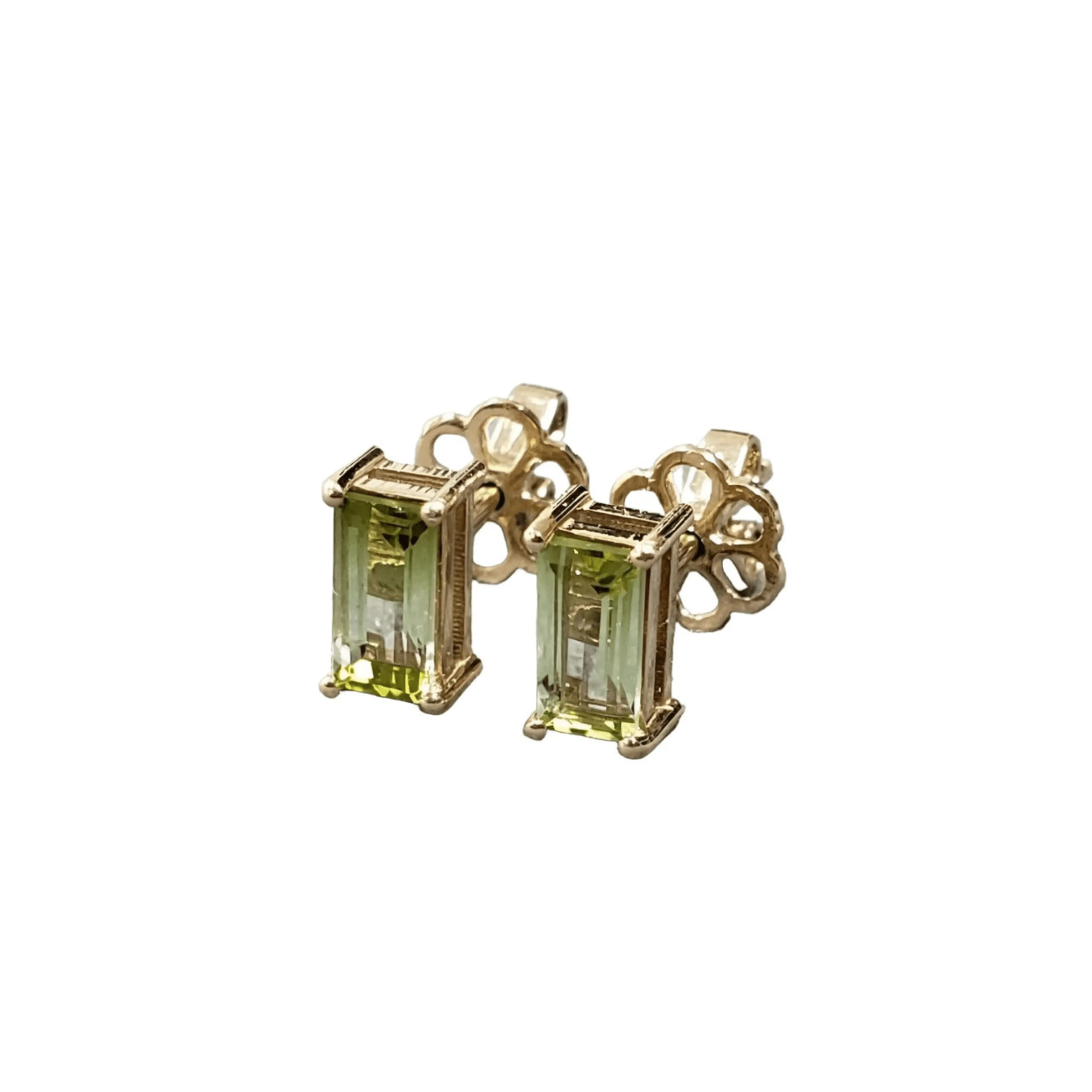 14k Gold Lemon Green Tourmaline Studs