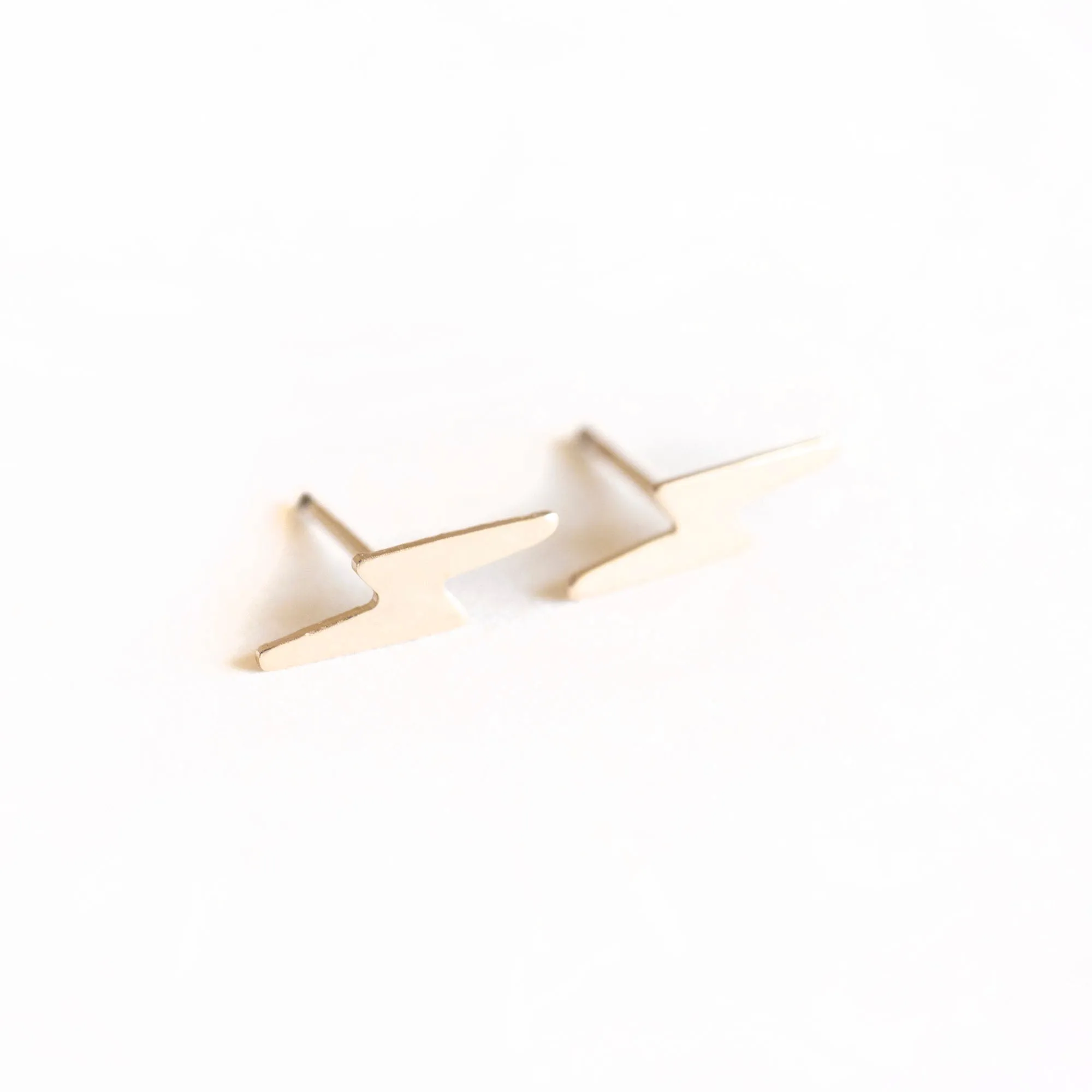 14k Gold Lightning Bolt Studs