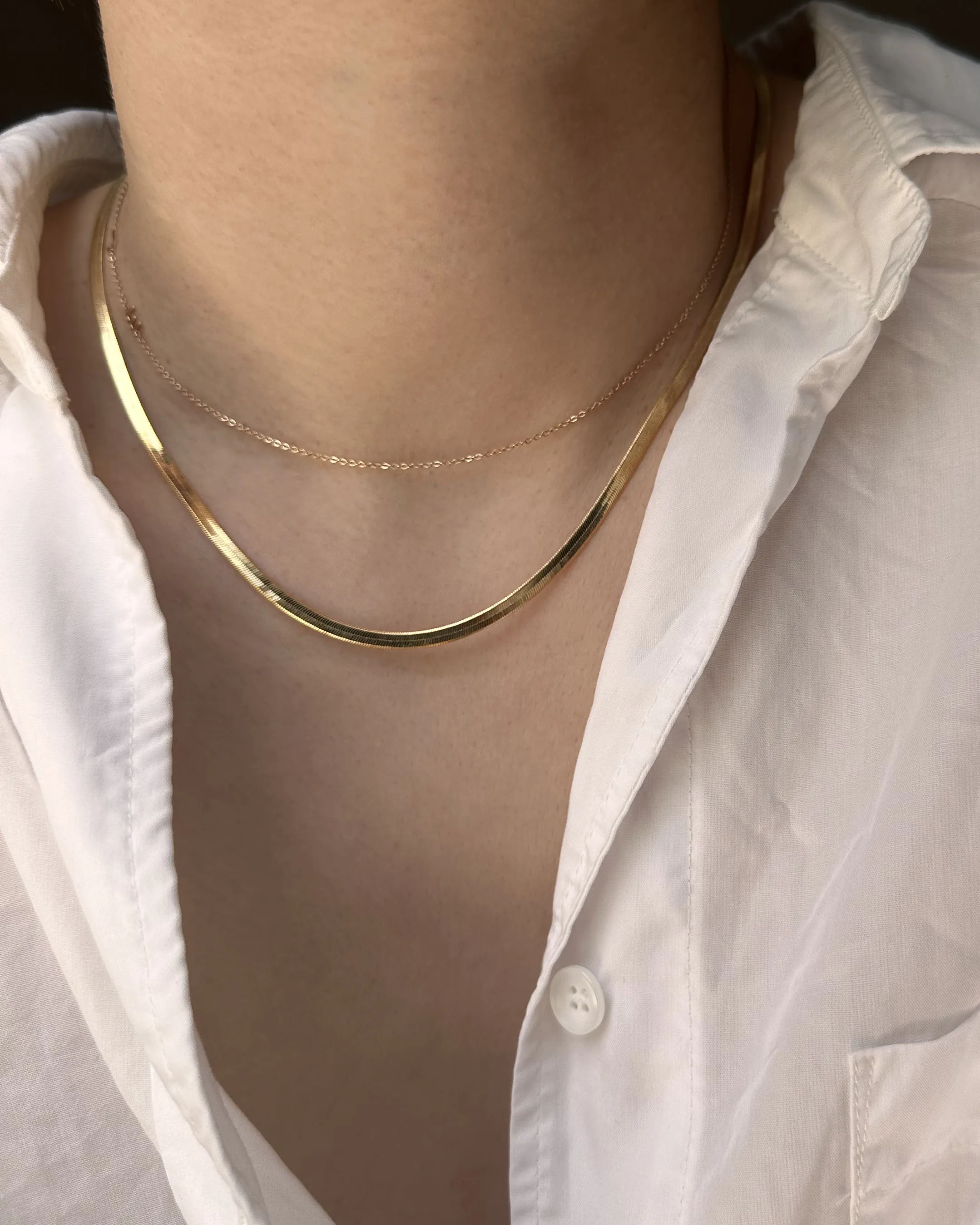 14k Herringbone Snake Chain Necklace