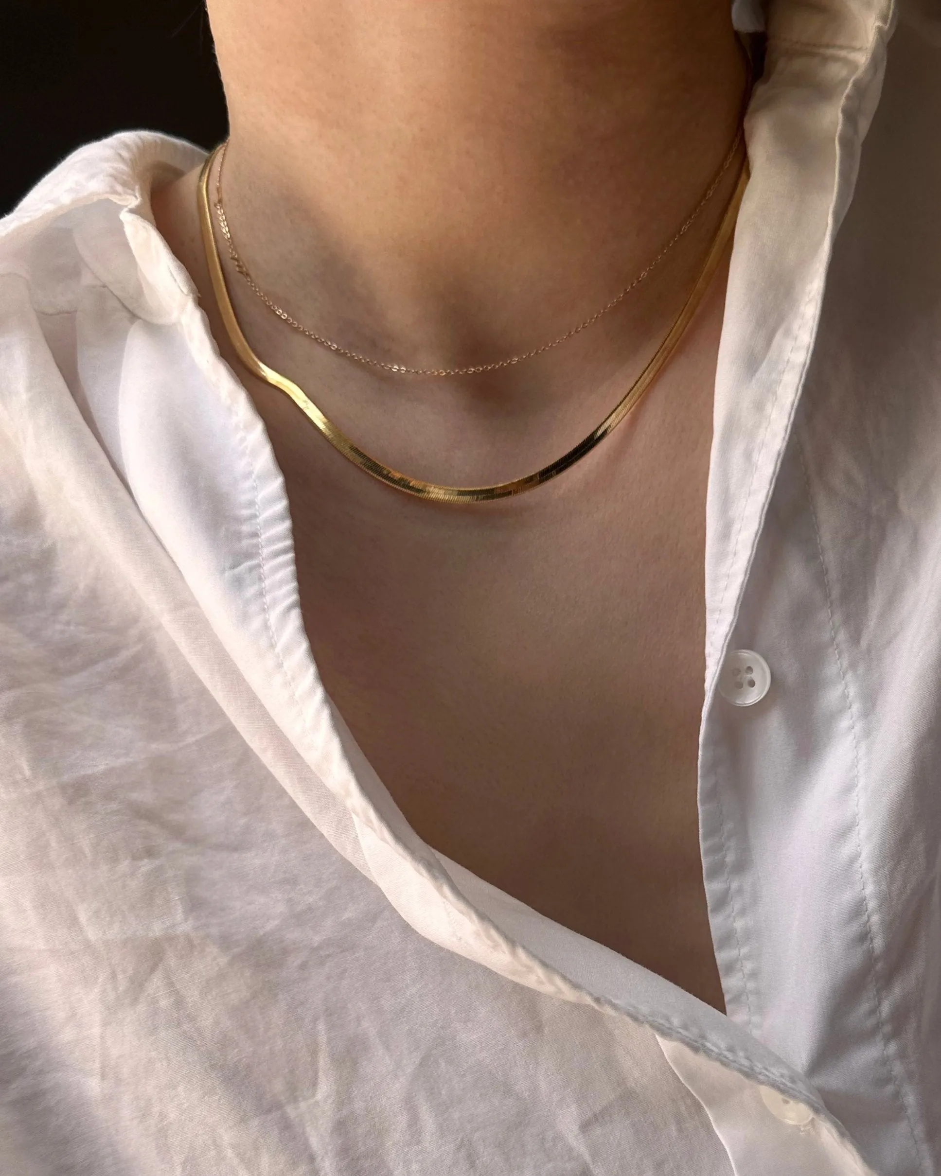 14k Herringbone Snake Chain Necklace