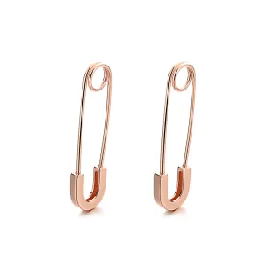 14K Rose Gold Safety Pin Earrings