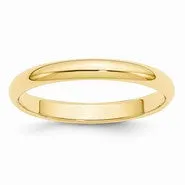 14k Yellow Gold 3mm Half-Round Wedding Band Ring