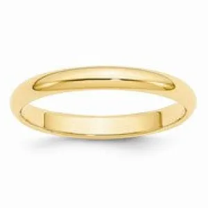 14k Yellow Gold 3mm Half-Round Wedding Band Ring