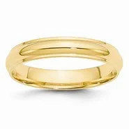 14k Yellow Gold 4mm Half Round with Edge Wedding Band Ring