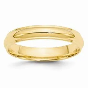 14k Yellow Gold 4mm Half Round with Edge Wedding Band Ring