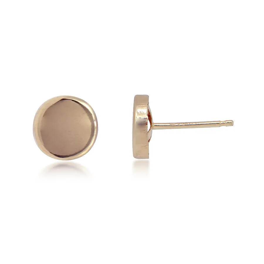 14K Yellow Gold Polished Circle Stud Earrings