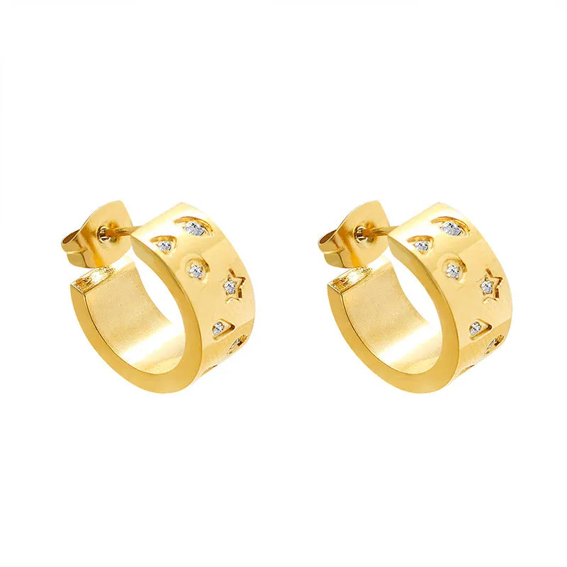 18k Gold Plated C-shaped Zircon Earrings - Chic and Edgy Ear Jewelry