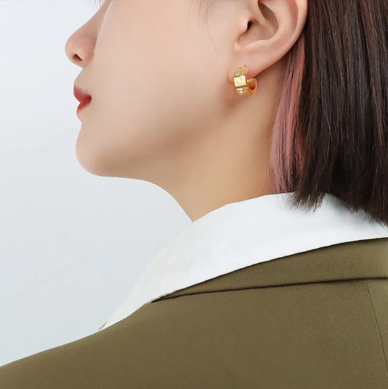 18k Gold Plated C-shaped Zircon Earrings - Chic and Edgy Ear Jewelry