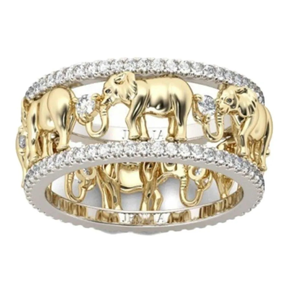 18K Gold Plated Elephant Ring