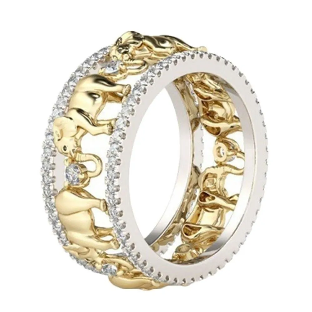 18K Gold Plated Elephant Ring