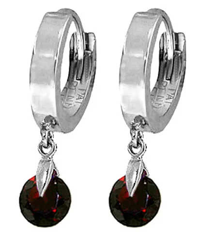 2 Carat 14K Solid Yellow Gold Hoop Earrings Natural Garnet