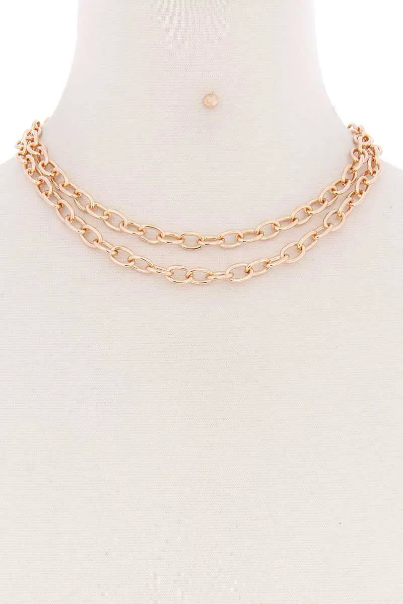 2 Simple Chain Metal Layered Necklace