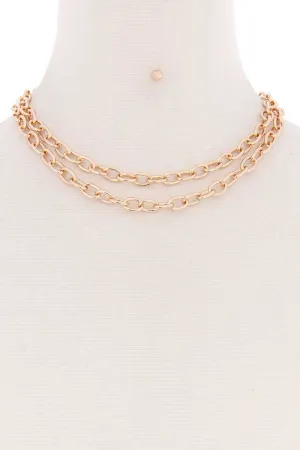 2 Simple Chain Metal Layered Necklace