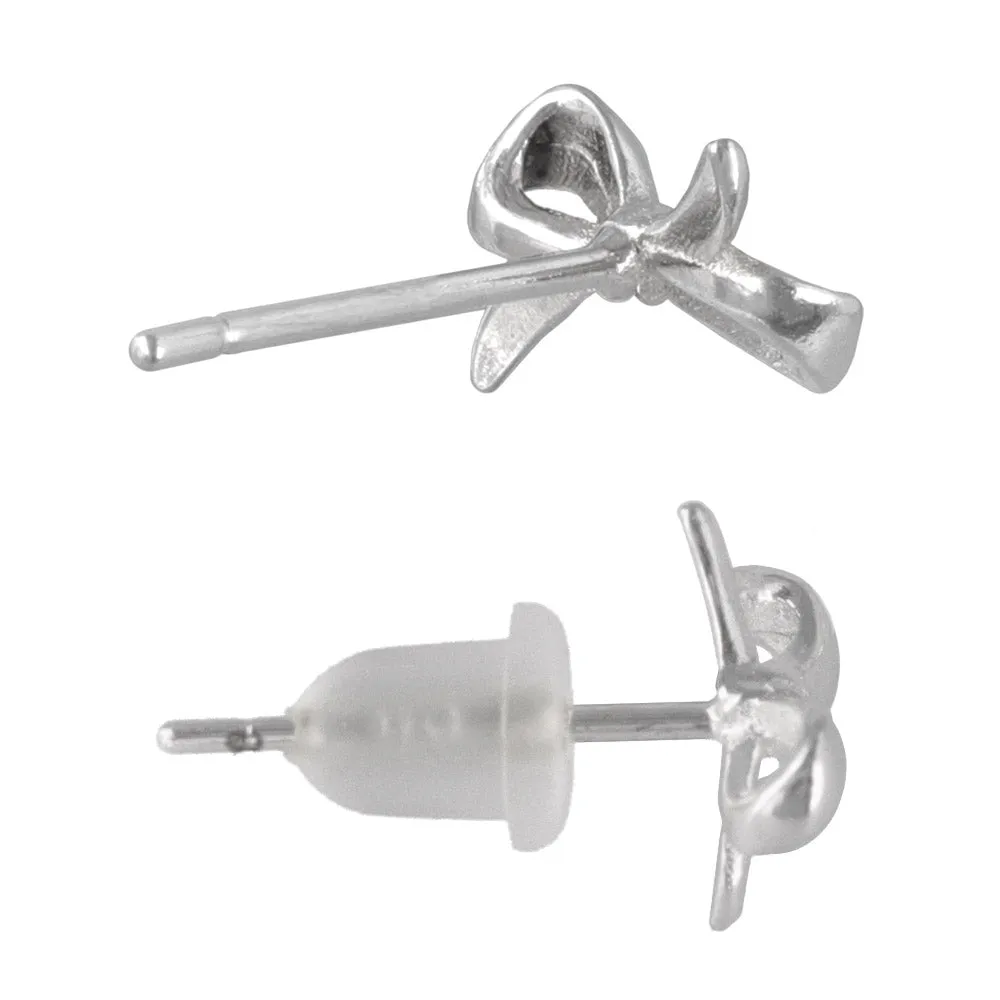 925 Silver Ribbon Bow Studs