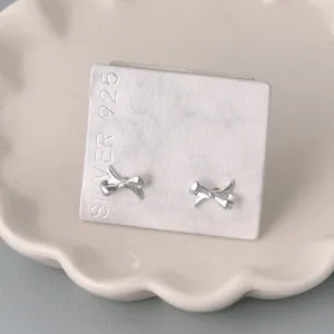 925 Silver Ribbon Bow Studs