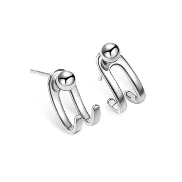 925 Sterling Silver Beads Stud Earrings