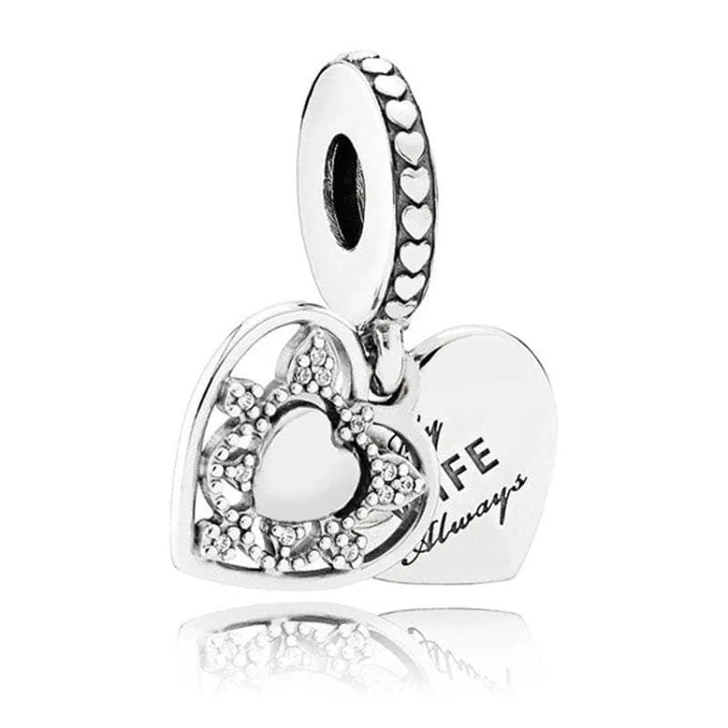 925 Sterling Silver Love heart Bead charm