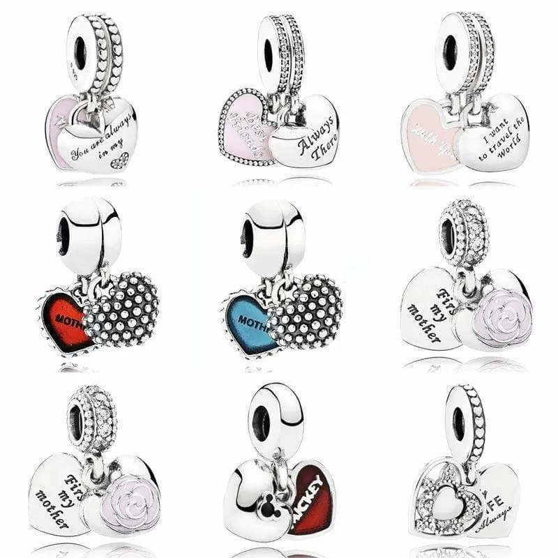 925 Sterling Silver Love heart Bead charm