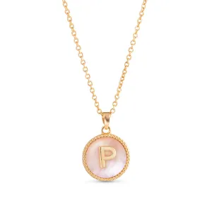 AMANDA BLU - GOLD MOTHER OF PEARL INITIAL NECKLACE - P - 18K GOLD DIPPED