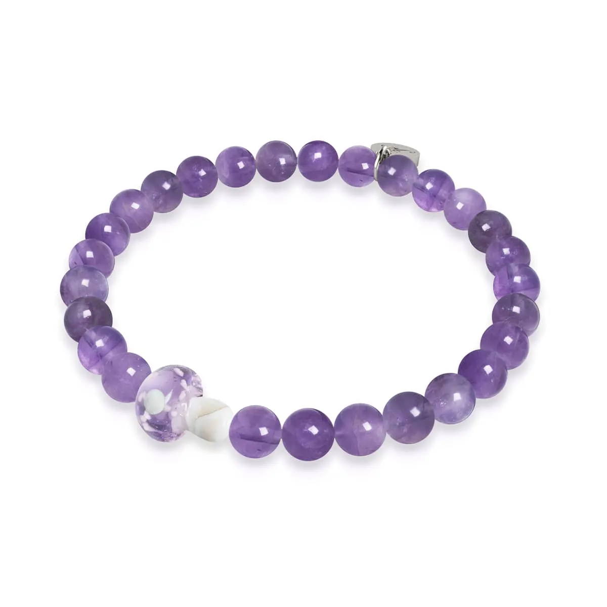 Amethyst | .925 Sterling Silver | Firefly Glass Mushroom Gemstone Bracelet