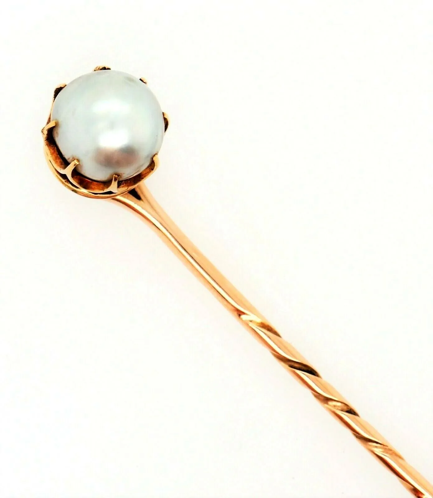 Antique 9ct Yellow Gold Pearl Edwardian Stick Pin