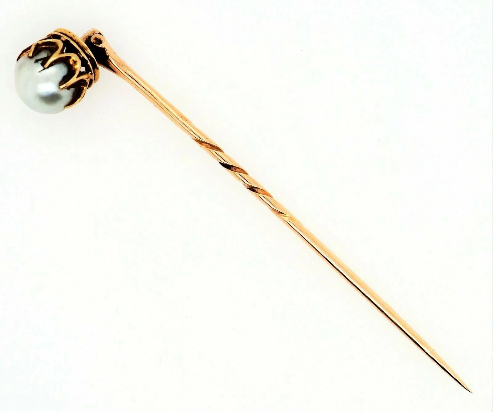 Antique 9ct Yellow Gold Pearl Edwardian Stick Pin