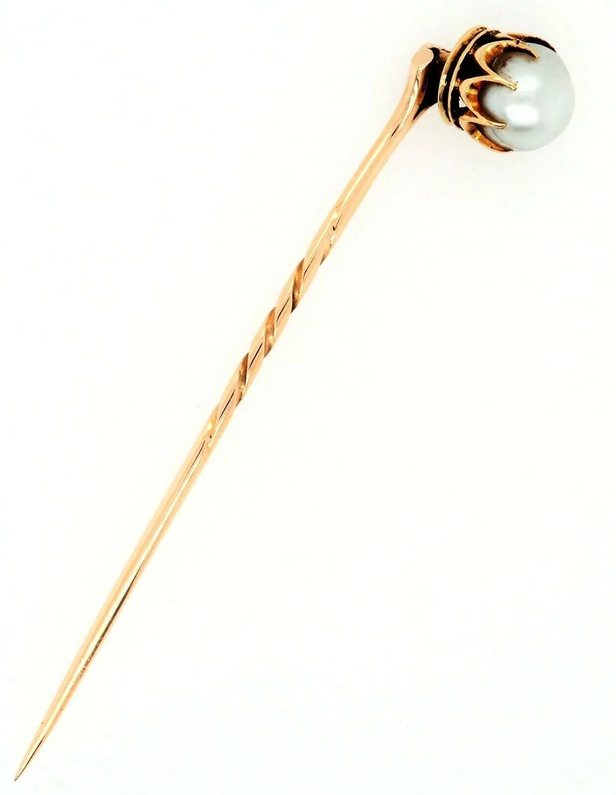 Antique 9ct Yellow Gold Pearl Edwardian Stick Pin