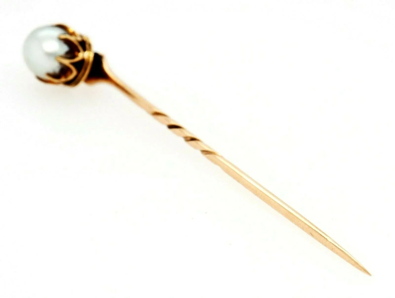 Antique 9ct Yellow Gold Pearl Edwardian Stick Pin