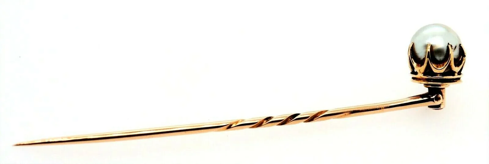 Antique 9ct Yellow Gold Pearl Edwardian Stick Pin