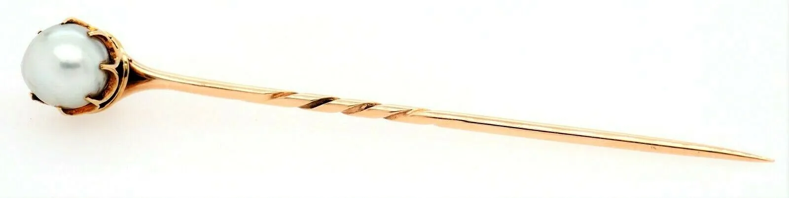 Antique 9ct Yellow Gold Pearl Edwardian Stick Pin