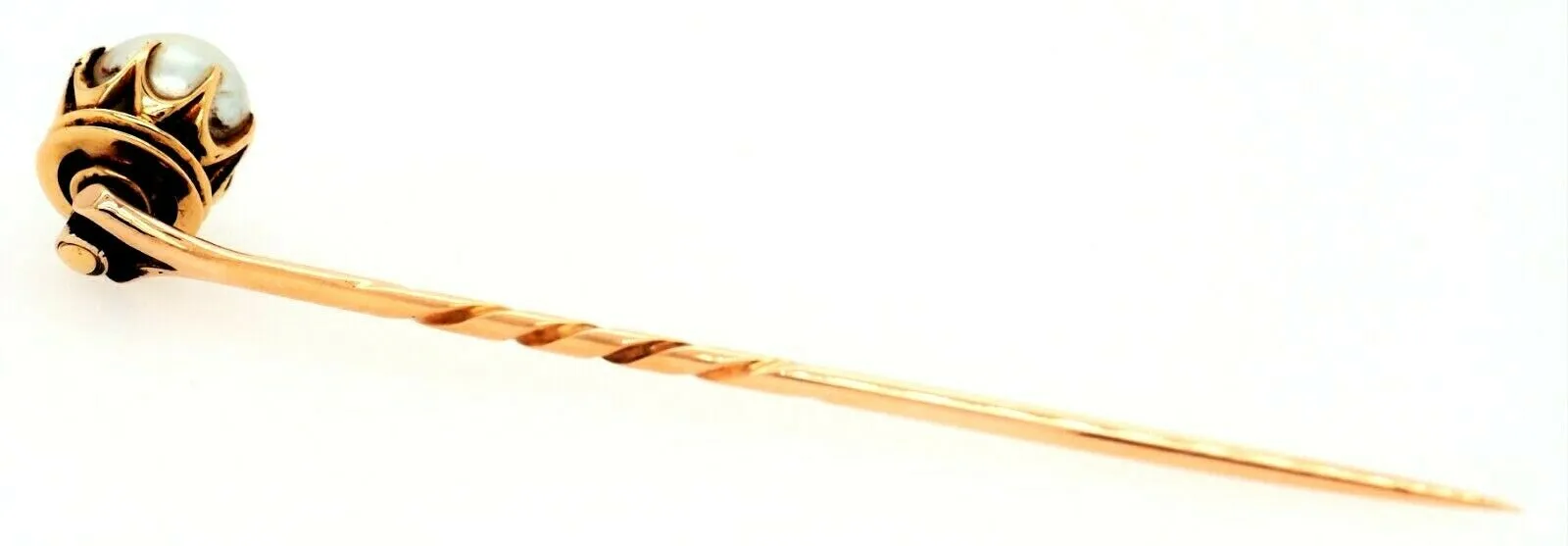 Antique 9ct Yellow Gold Pearl Edwardian Stick Pin