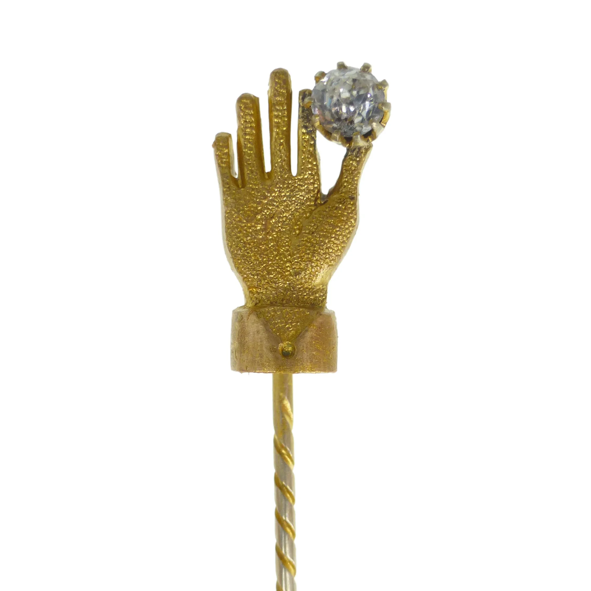 Antique Figural Gold Tone Hand Paste Stickpin