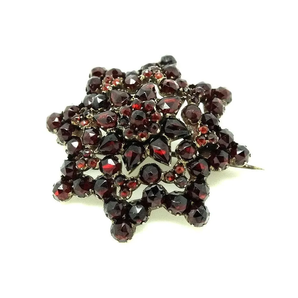 Antique Victorian Garnet Star Gemstone Brooch