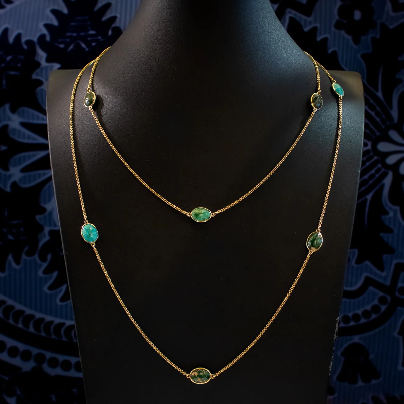 Antique Victorian Long Turquoise Matrix Chain 15ct Gold