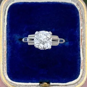 Art Deco Diamond Engagement Ring, Old Euro 1.50ct.