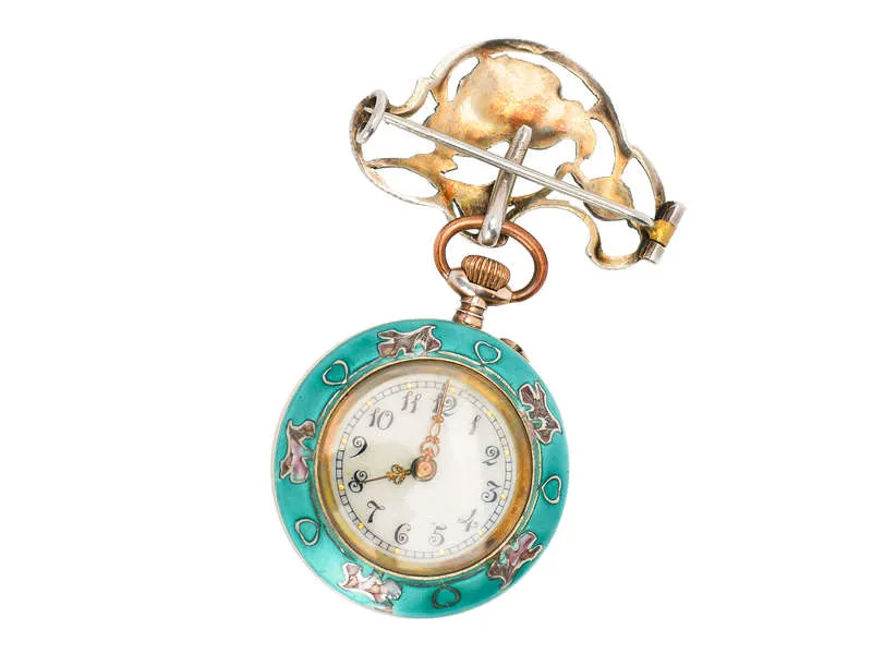 Art Nouveau Poetry - Enamel Watch Pendant & Holder