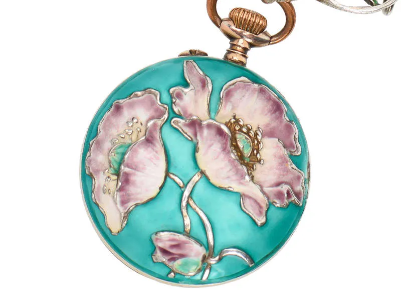 Art Nouveau Poetry - Enamel Watch Pendant & Holder