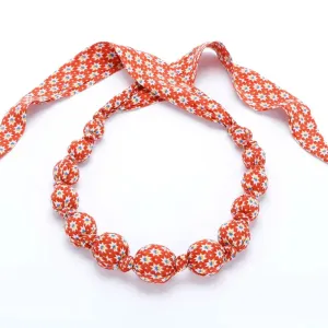 Beaded Cloth Necklace, Origami Orange