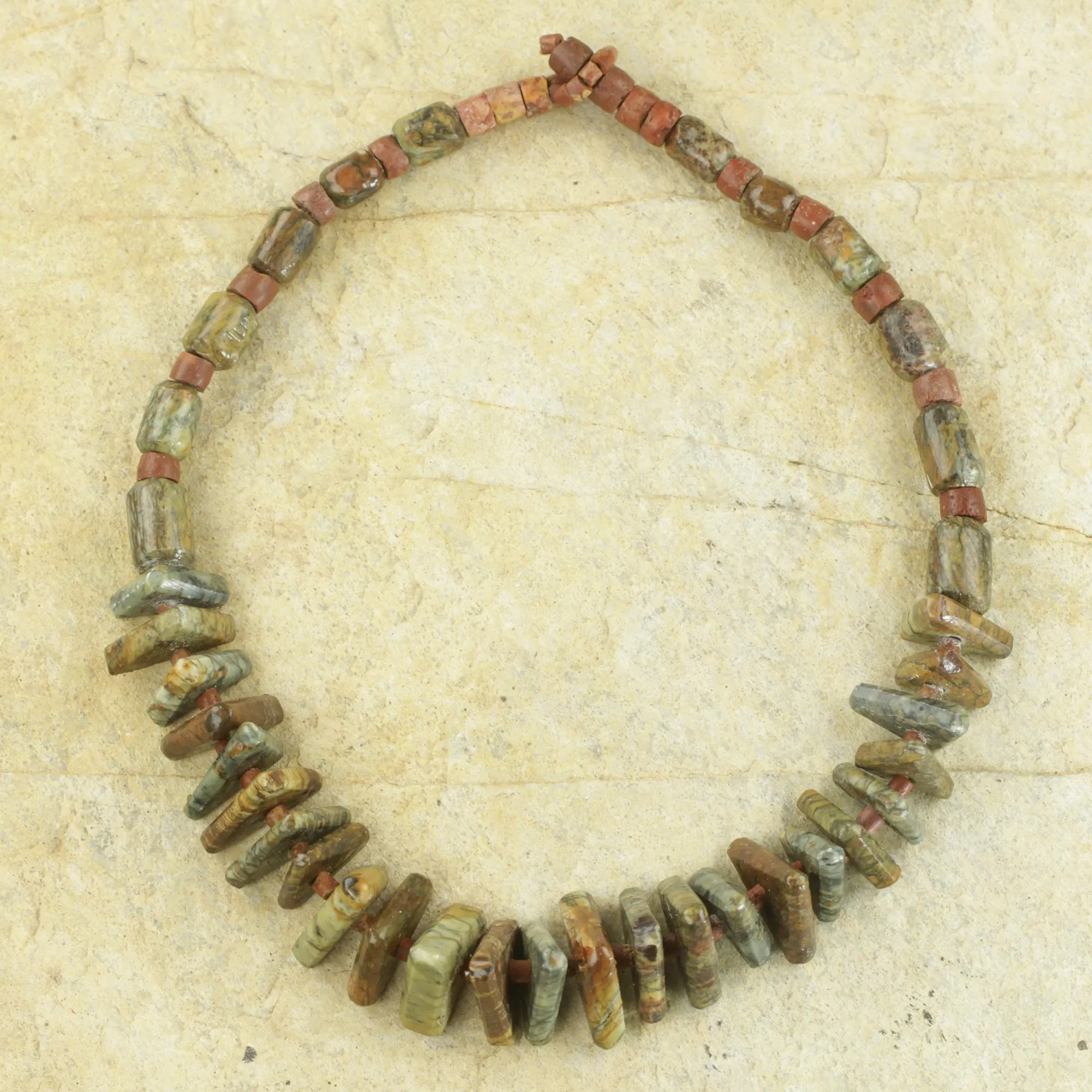 Beautiful Adom Soapstone and Bauxite Beaded Pendant Necklace from Ghana