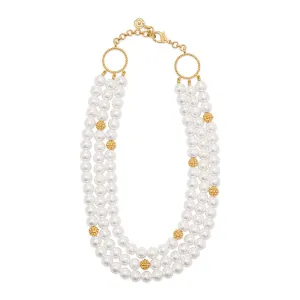 Berry & Bead Triple Strand Necklace, 18" 2'' - Pearl