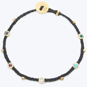 Bezel Charms Bracelet with Mixed Stones in Black