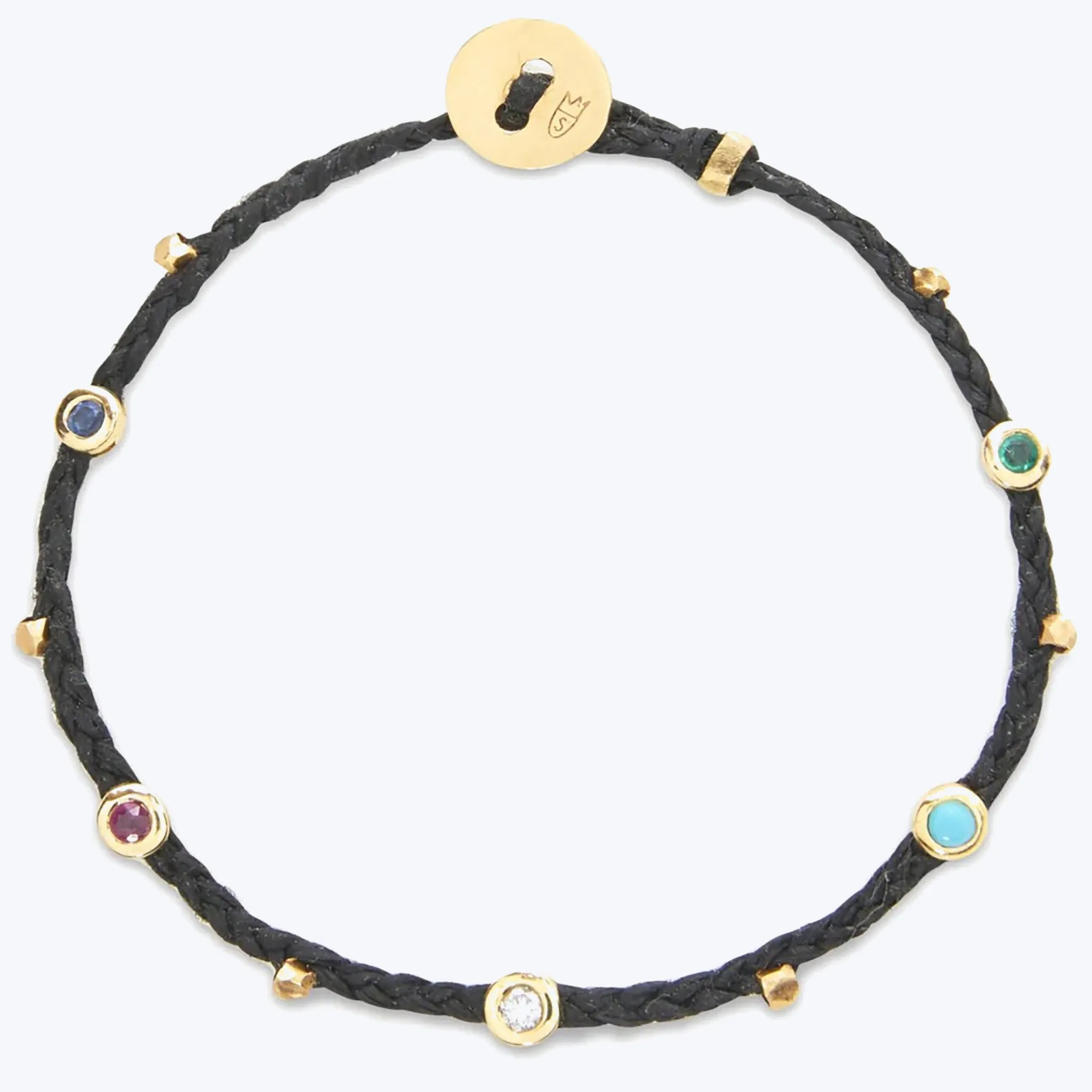 Bezel Charms Bracelet with Mixed Stones in Black